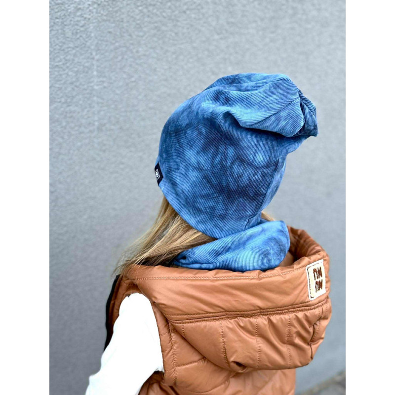 CZAPKA Z KOMINEM▪️ Tie Dye ▪️BLUE ▪️NUNU